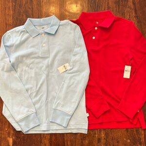 Blue and red GAP long sleeve polo shirts